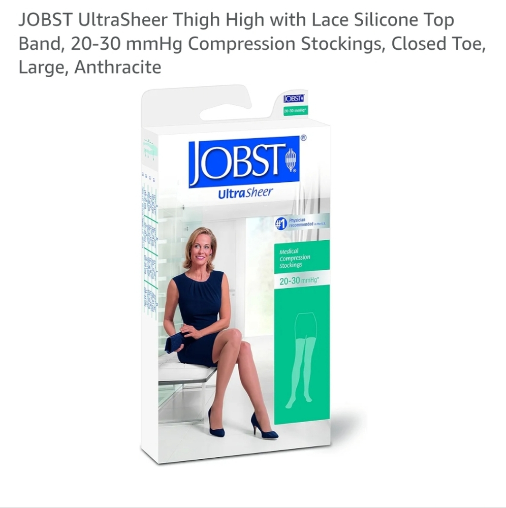 JOBST UltraSheer Thigh High w/ Lace Silicone Top Band 20-30 mmHg Compression NEW - Picture 2 of 2
